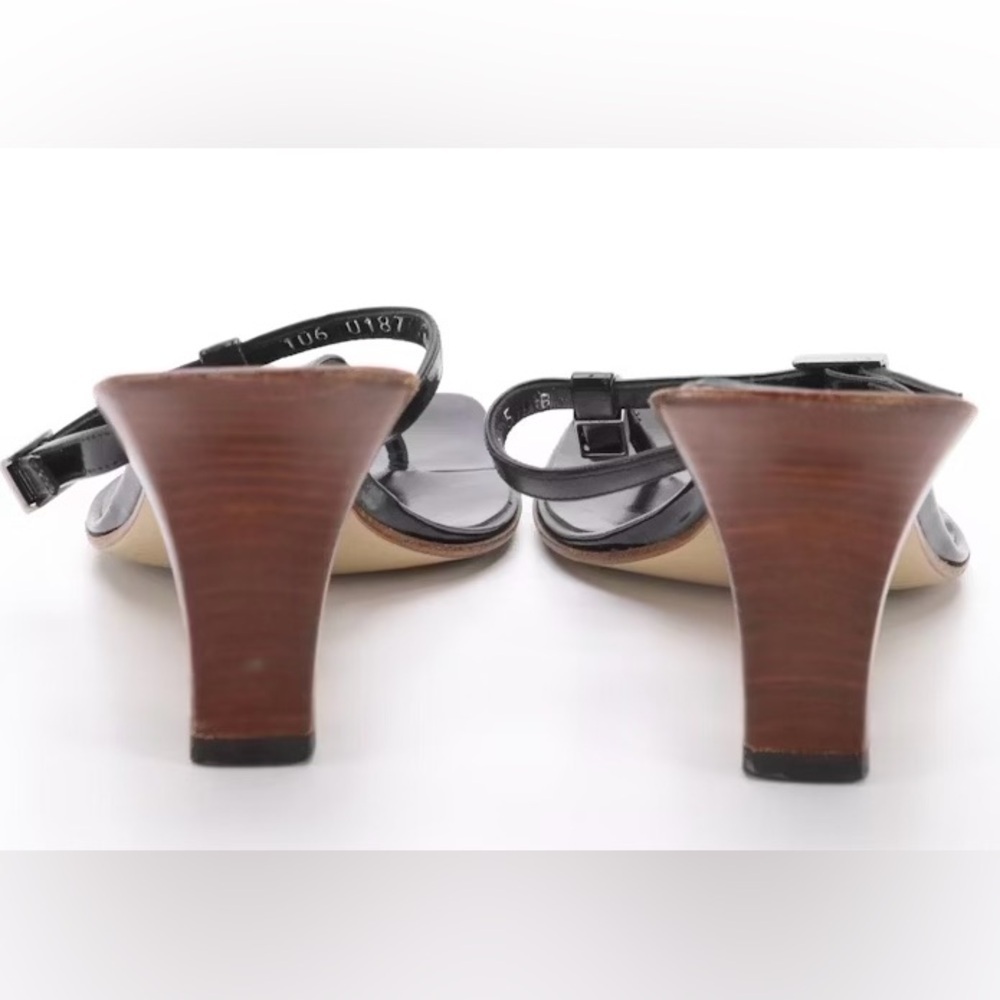 AUTHENTIC GUCCI Black•Leather•SquareToe•Sandal•SIZE 5B  Good Condition - Picture 4 of 6